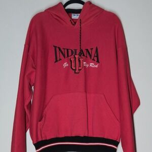 Vintage Indiana University Hoodie Size XL Red NCAA The Game Embroidered 90s
